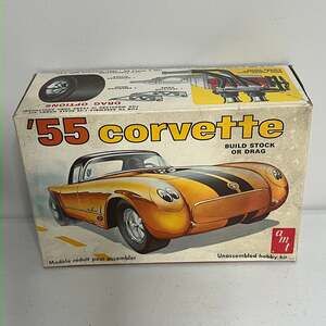 Vintage AMT '55 Corvette 1/25 Scale Model Kit T287 Build Stock or Drag